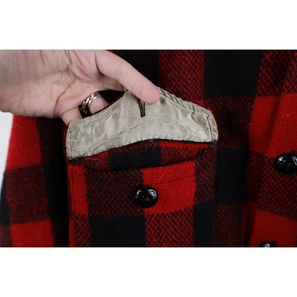 Vintage 50s Hudsons Bay Company Mens Medium Wool Button Shirt Jacket Plaid USA - Picture 4 of 12